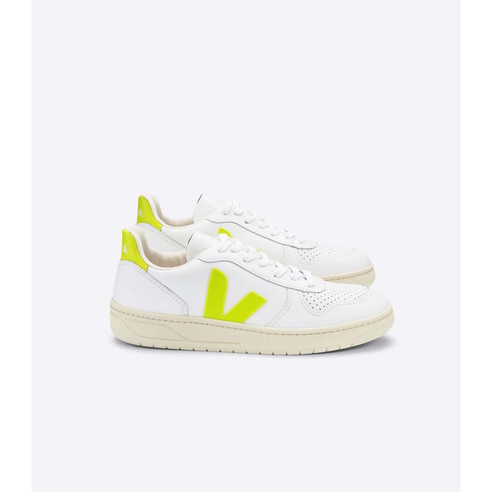 Veja V-10 LEATHER Sneakers Dames White/Mint | BE 647HAP